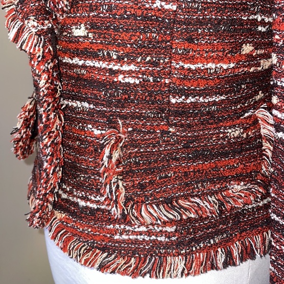 St. John Black Label Knit Tweed Fringe Cropped Jacket - Picture 7 of 9
